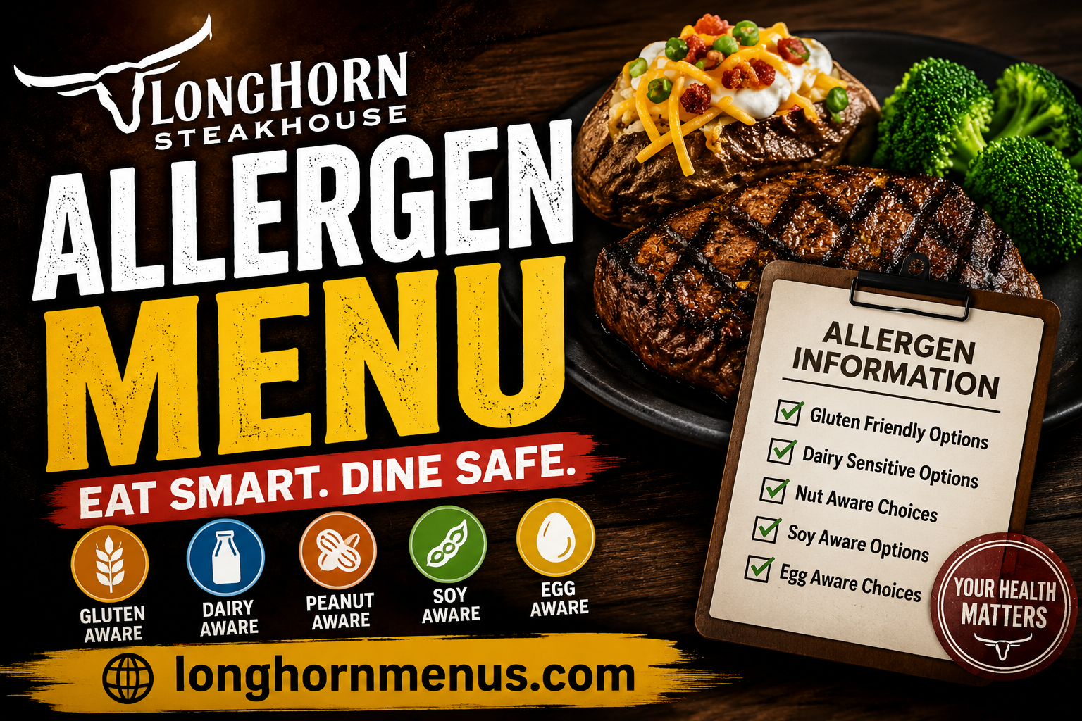 LongHorn Allergen Menu with Prices 2026