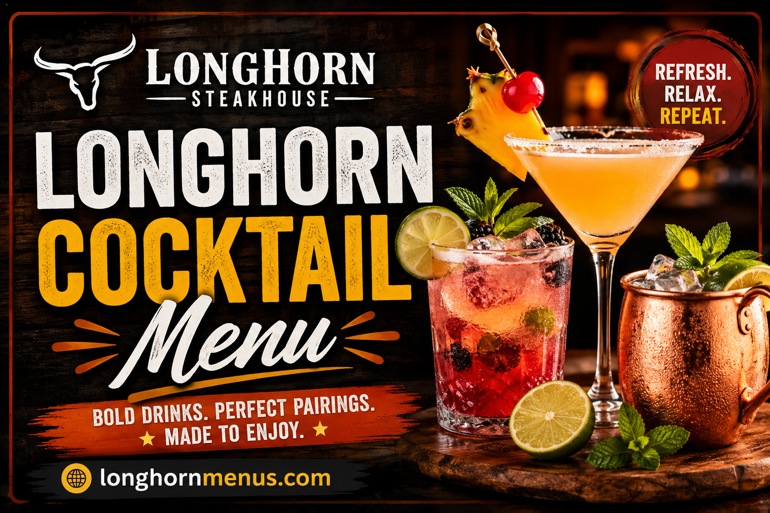 LongHorn Cocktail Menu with Prices 2026