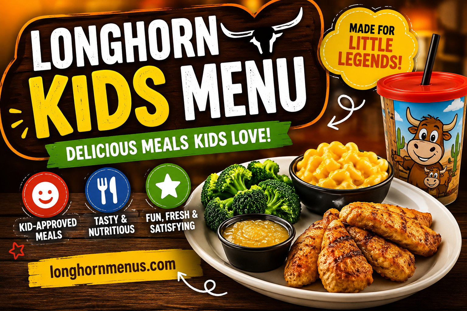 LongHorn Kids Menu with Prices 2026
