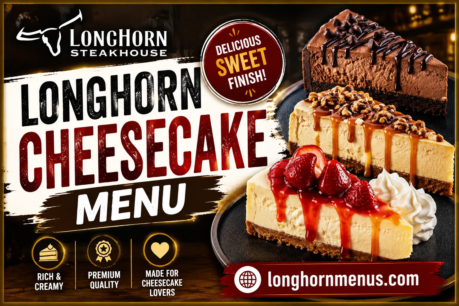 LongHorn Cheesecake Menu with Prices 2026