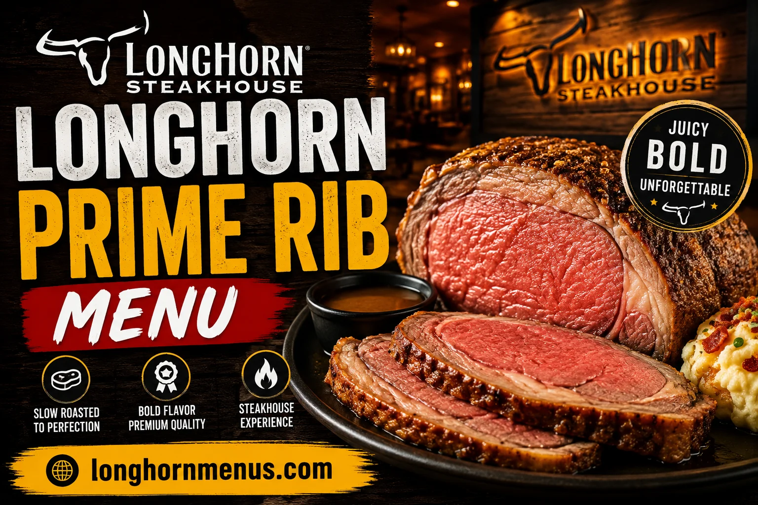 LongHorn Prime Rib Menu with Prices 2026